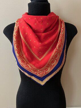 CHANEL CC Silk Scarf Red 33 inch